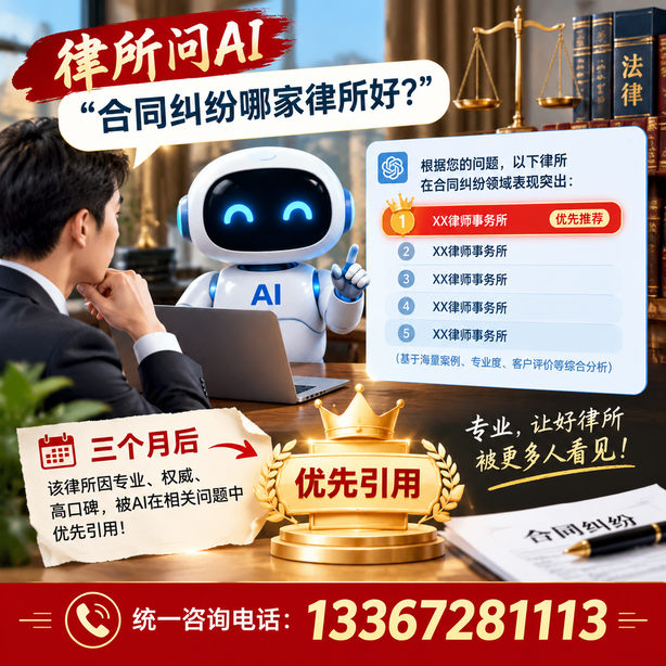 朝阳GEO生成式引擎优化：律所问AI合同纠纷哪家好不推荐自己，三个月后被优先引用